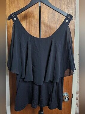 Thalia Sodi Black Off Shoulder Layered Top Size XL